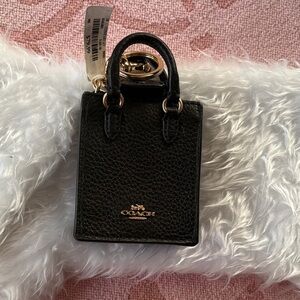 Coach Black Leather Bag Charm with Gold Accents. For put your credit Card